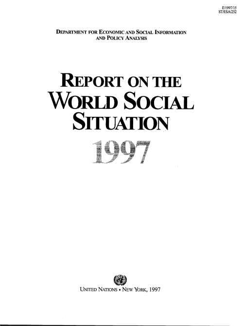 1997 Report on the World Social Situation: Social Development